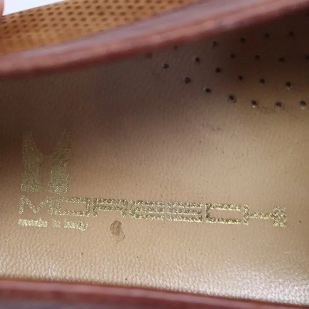 Moreschi Men's Brown Round Toe Slip On Driving Loafers Side 10 Made in Italy
